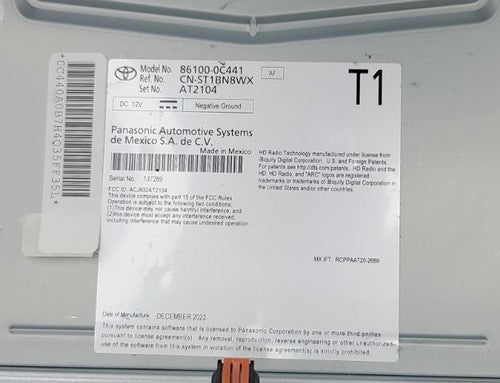 Genuine 2022 Toyota Tundra Radio 86100-0C441, w/ wireless CarPlay &And