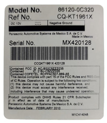 Genuine Toyota OEM 2010-2013 Tundra Receiver Assy, RadiAM/FM CD 86120-