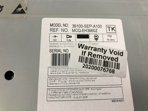 07-08 ACURA TL Radio Stereo 6 Disc Changer MP3 CD DVD Player 1TB4 3910