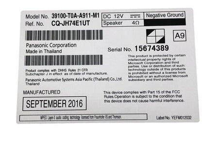 2015-2016 Honda Civic AM FM CD Radio Receiver 39100-T0A-A911-M1 OEM LK