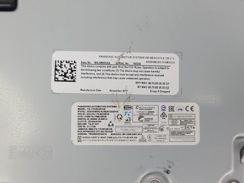 2022 Ford Sync Control Module / FA-170-BCAR-HS / Assy No MAJ0673GXAC