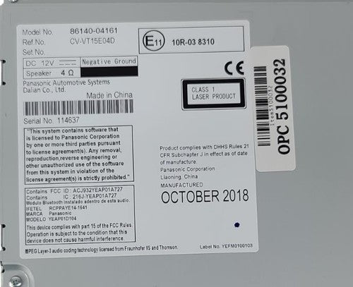 TOYOTA Tacoma Factory OEM Stereo AM FM SAT CD Player Bluetooth 86140-0