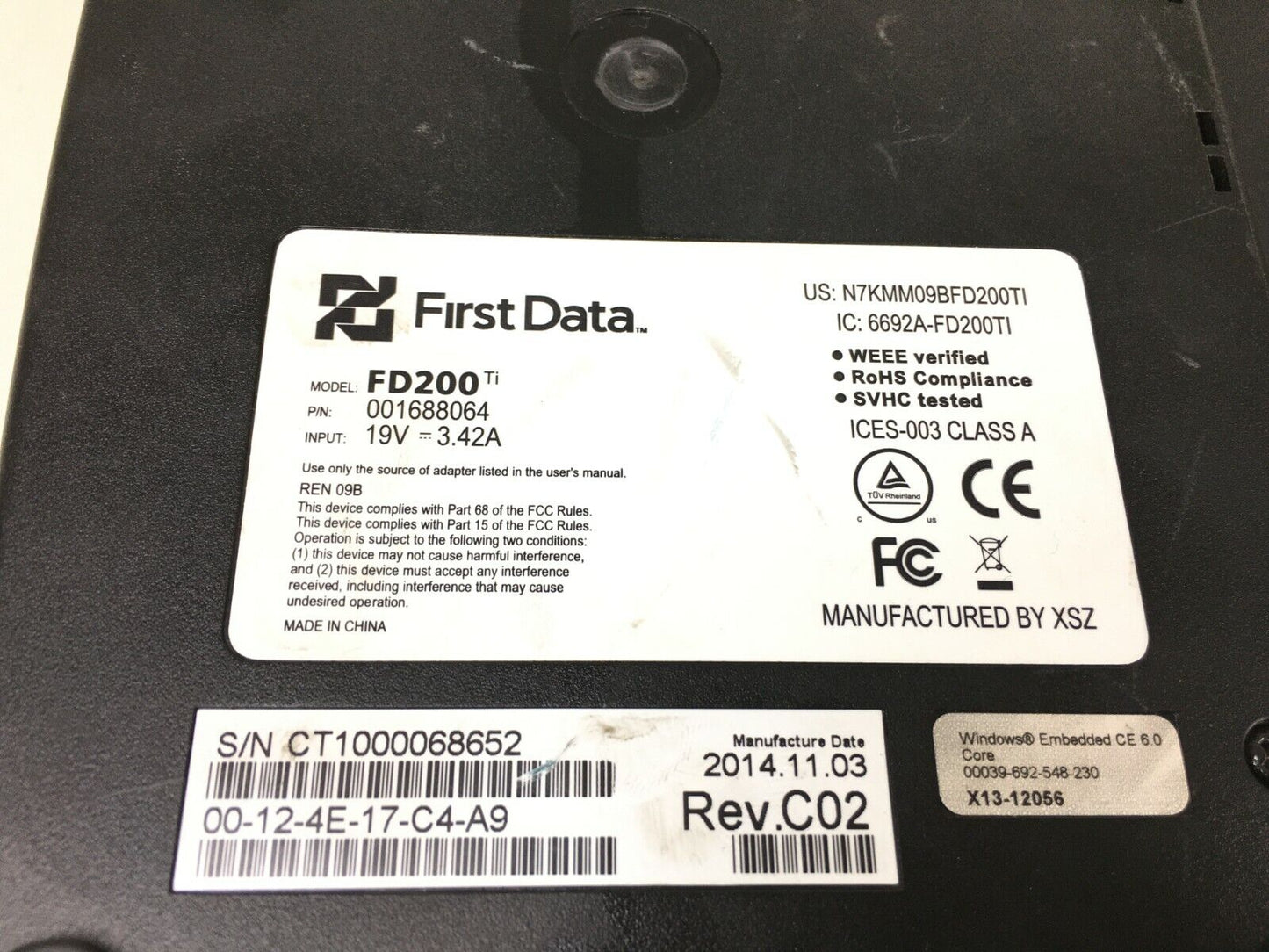 LOT OF 2 First Data FD200Ti 001688064 Card/Check Reader-FOR PARTS