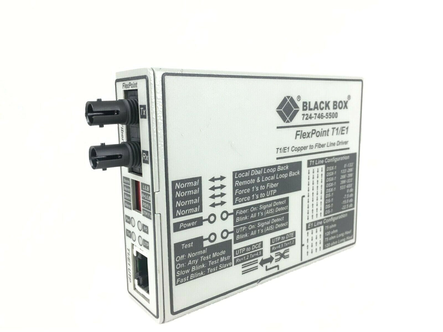 Black Box FlexPoint T1/E1 to Fiber Line Driver Single-Mode 28 km ST MT660A-MM