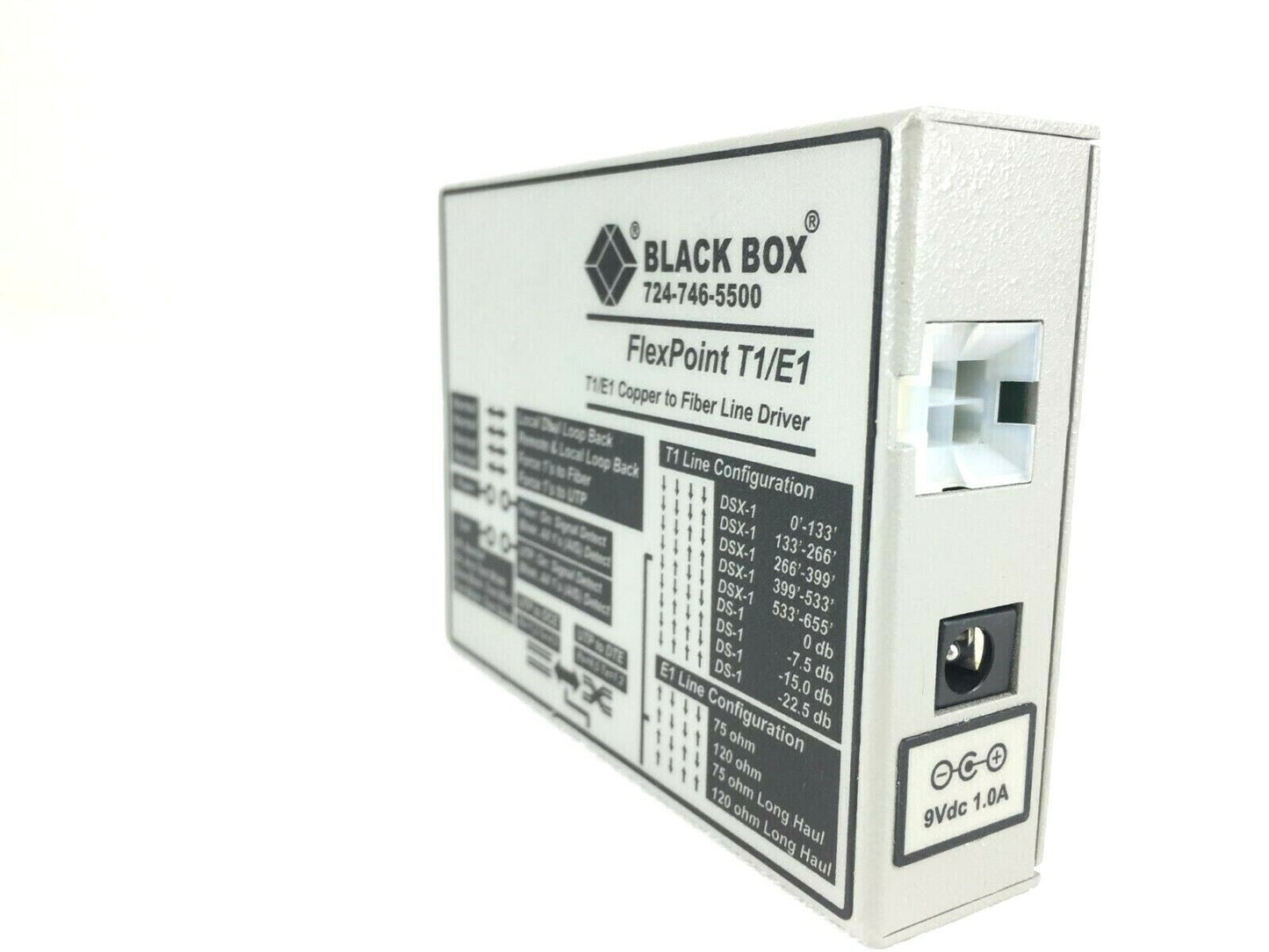 Black Box FlexPoint T1/E1 to Fiber Line Driver Single-Mode 28 km ST MT660A-MM