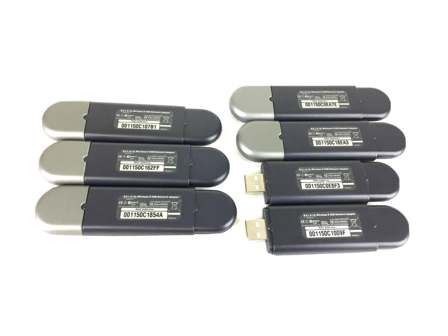 LOT OF 7 BELKIN 802.11g-54 Mbps Wireless G USB Network Adapter F5D7050-TESTED