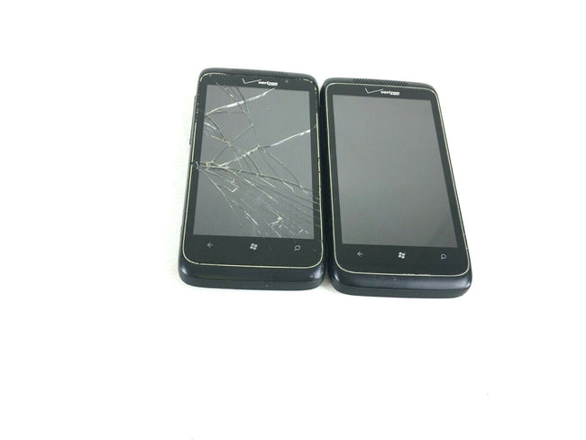 LOT OF 2 HTC Trophy 7- Black (Verizon) Windows Smartphone Cell Phone FOR PARTS