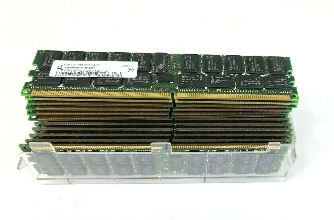 Lot of 4 Mix Brand 88GB (22x4GB) PC2 2Rx4 PC2-5300P-555 Server RAM