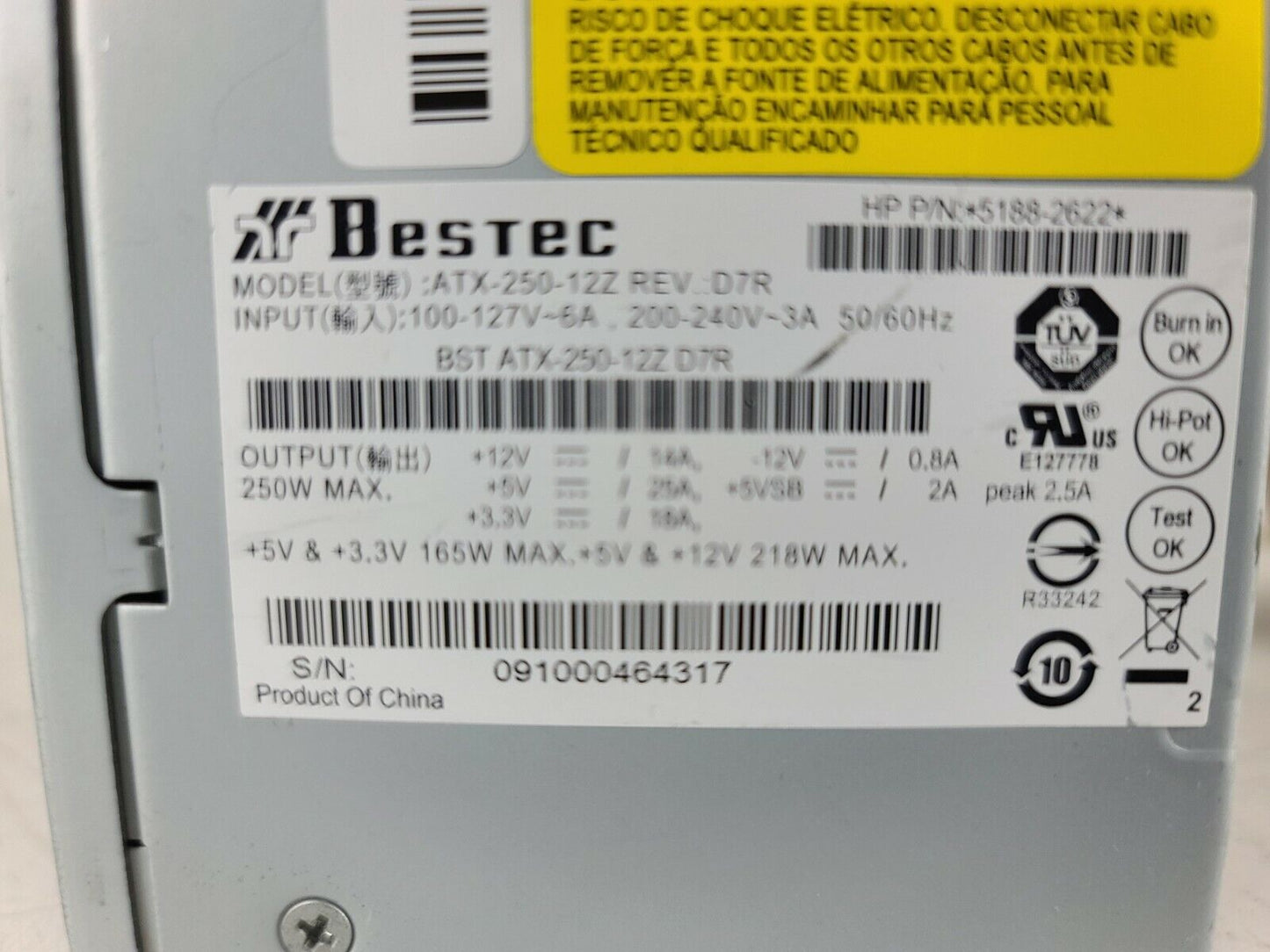 BesTec ATX-250-12Z PSU Power Supply 250W