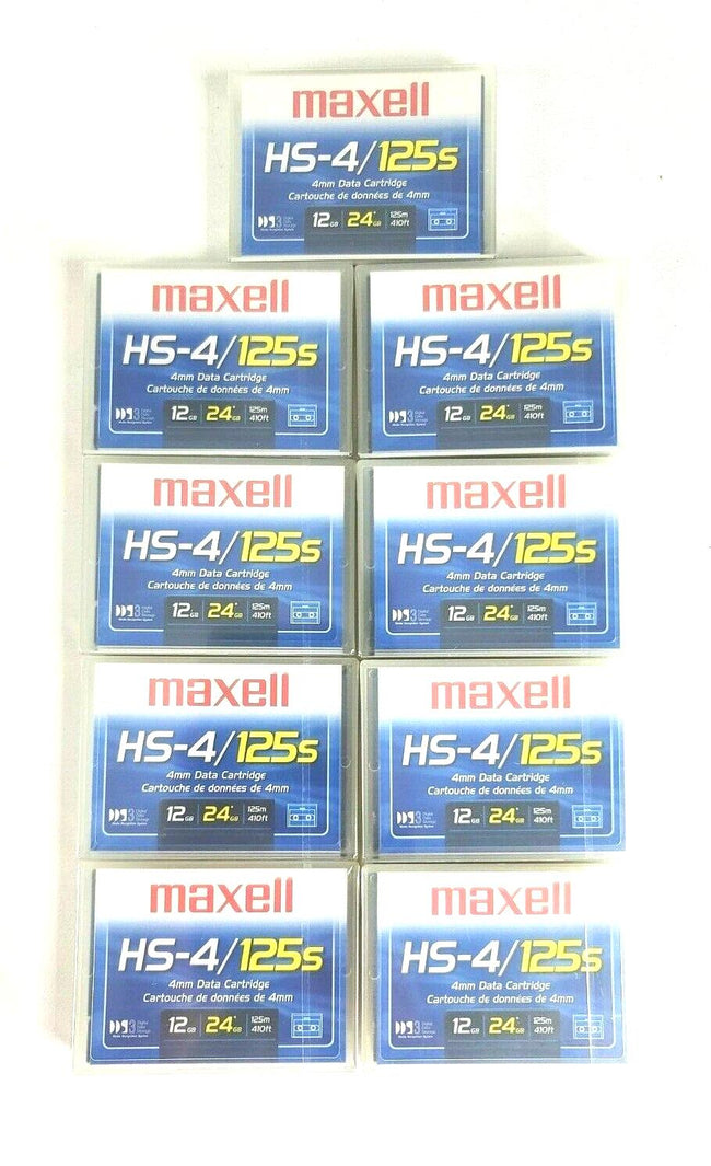 Lot of 9 Maxell HS-4/125S 4mm Data Cartridge 200110 12GB Native/24GB Compressed