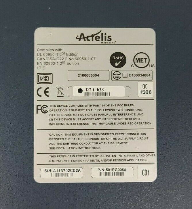 Actelis ML624i Ethernet Access Device - Tested for power