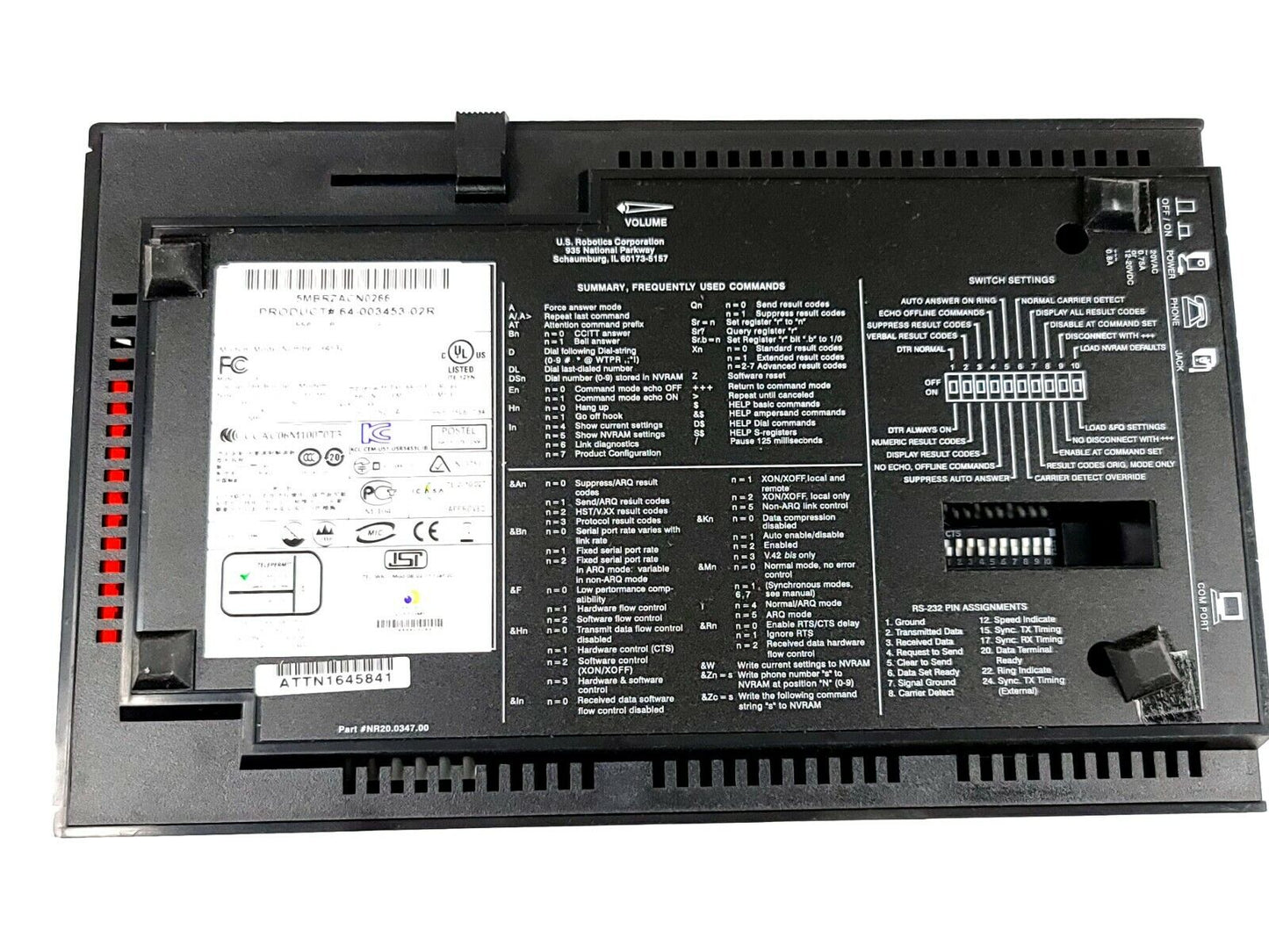 US Robotics 3453C 2-Port V.92 56K Analog Business Modem 64-003453-02R W CORD