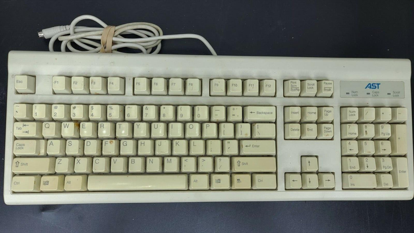 Vintage AST Clicky Computer Keyboard Model RT4958TW / Part# 120930-001