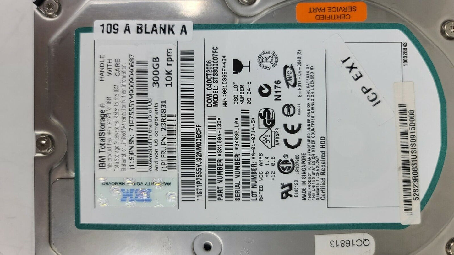 Seagate 300GB 10K Fibre Channel Drive ST3300007FC 9X1004 AGF300 3272219-E