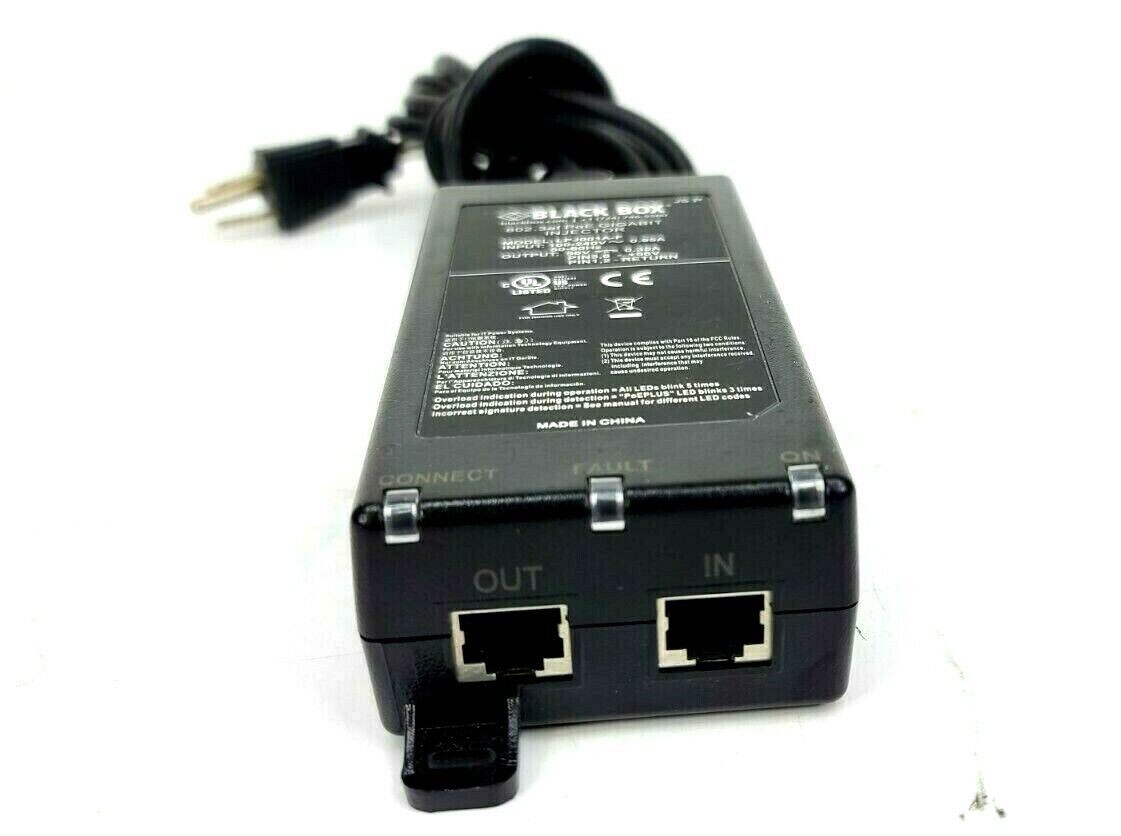 Black Box LPJ001A-F 1 Port PoE Gigabit Ethernet Injector for Net Powered Devices