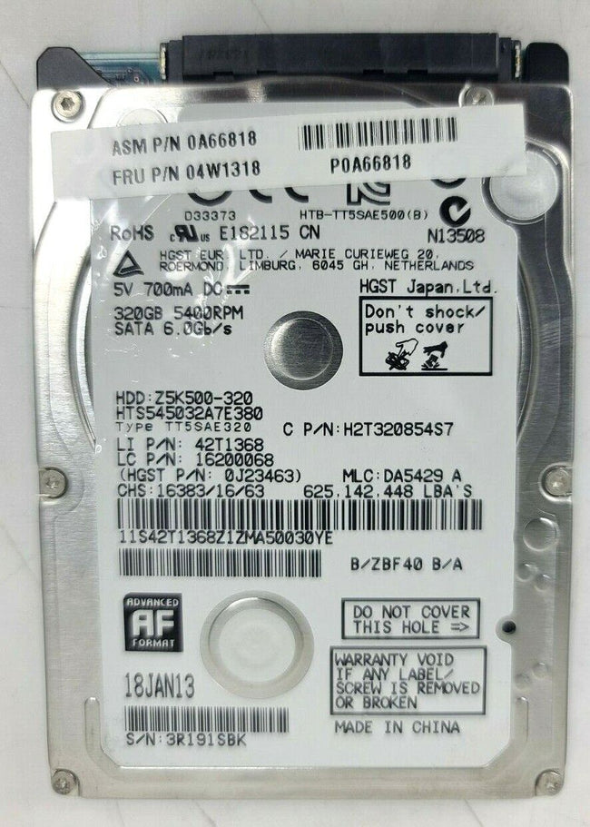 HGST HTS545032A7E380 Z5K500-320 320GB 5400rpm SATA 6.0GB/S 2.5" windows 10 Pro