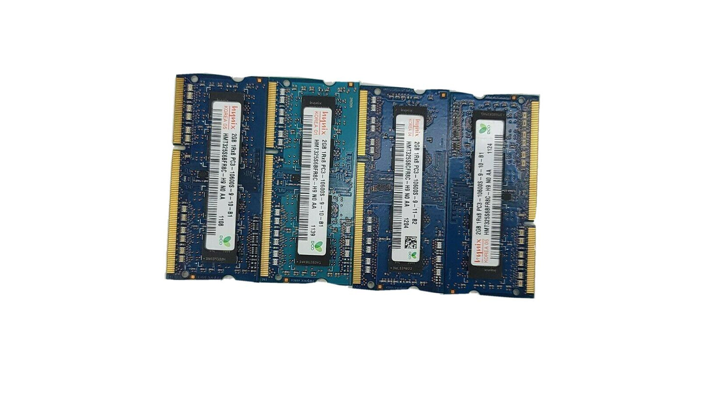 Lot of 4 1x Hynix 2GB 1Rx8 PC3 - 10600S-9-10-B1 HMT325S6BFR8C-H9