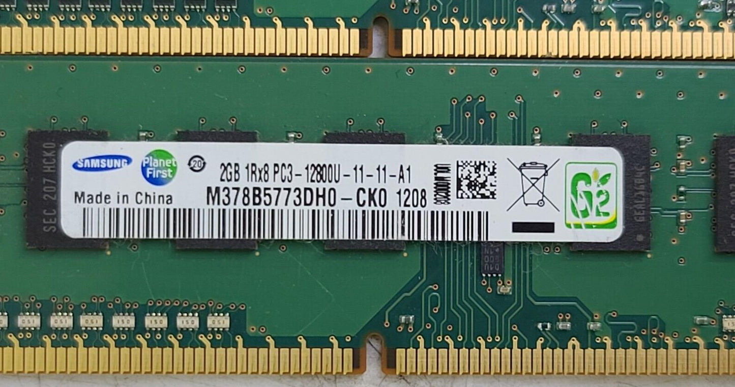 8GB (4x2GB) PC3-12800u DDR3-1600MHz 1Rx8 Non-ECC Samsung M378B5773DH0-CK0 RAM