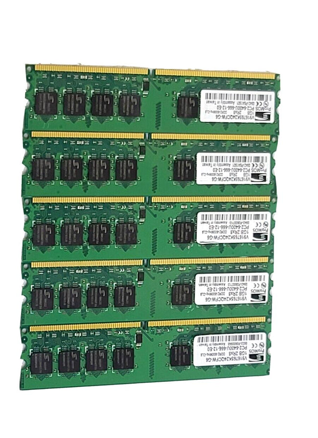 Lot 5 ProMOS 5GB(5X1GB) 2Rx8 DDR2-800-CL6 PC2-6400 240pin DIMM V916764K24QCFW-G6