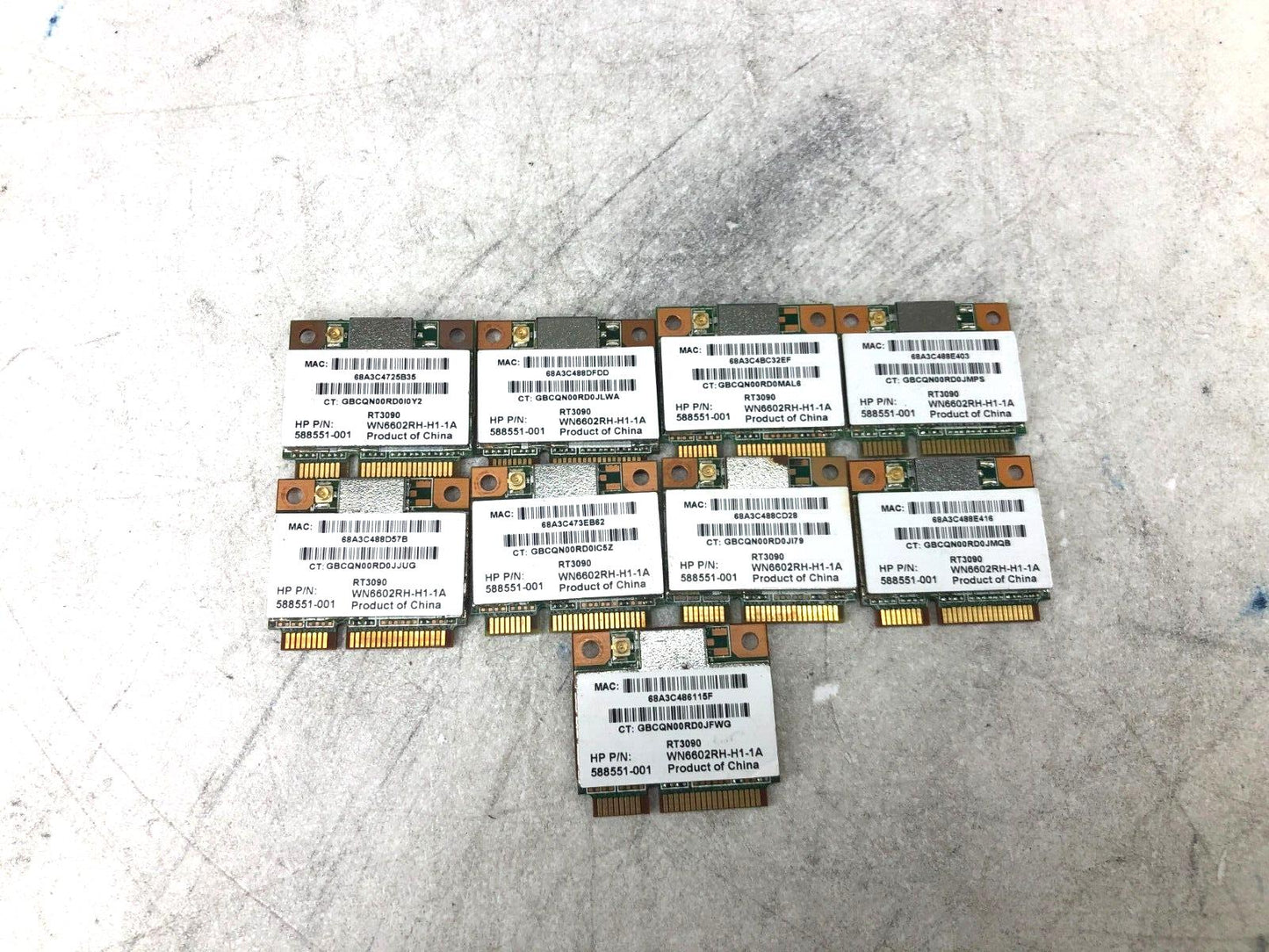 Lot of 9 Ralink RT3090 802.11b/g/n Mini Express Wireless Card- Full Size RT3090