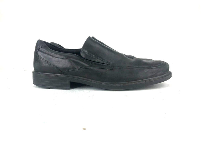 ECCO black leather slip on comfort dress loafers W/ shock point size 12 US men's