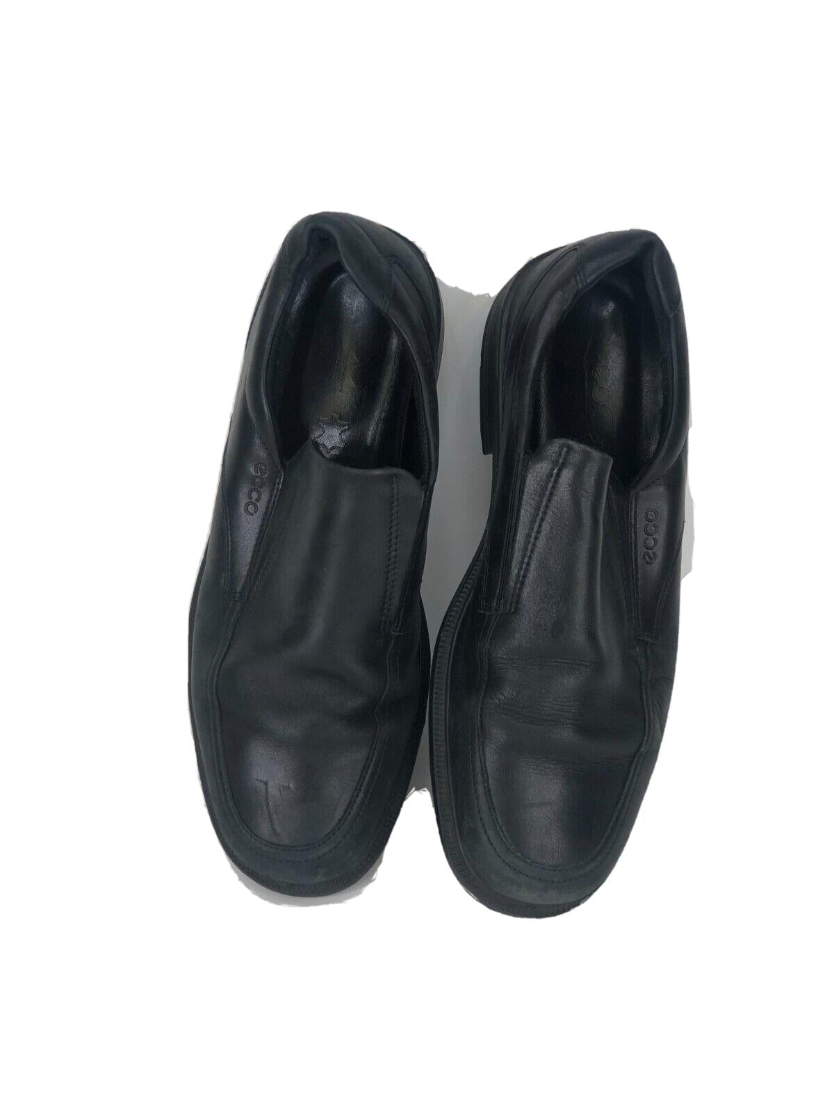 ECCO black leather slip on comfort dress loafers W/ shock point size 12 US men's