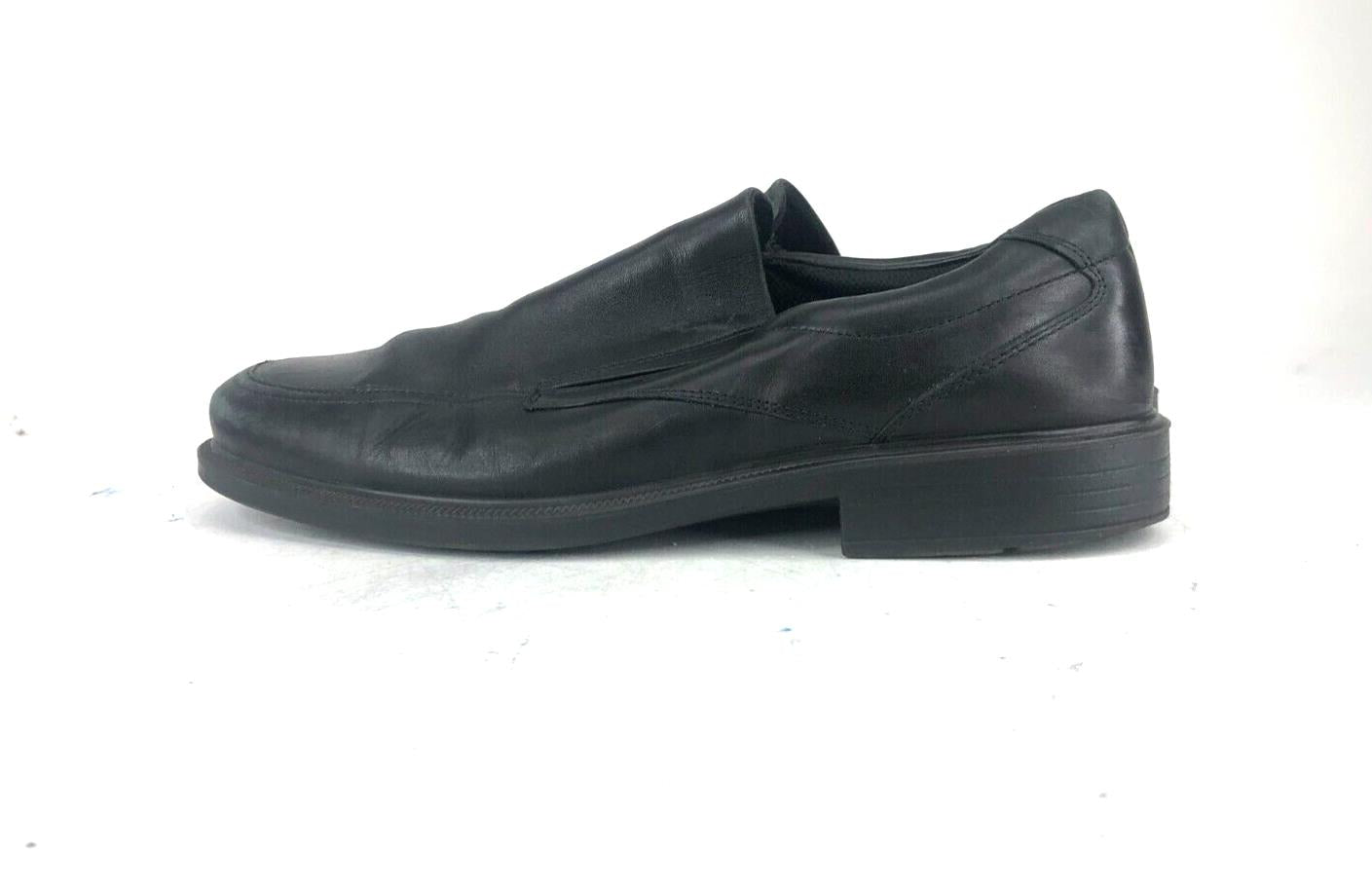 ECCO black leather slip on comfort dress loafers W/ shock point size 12 US men's