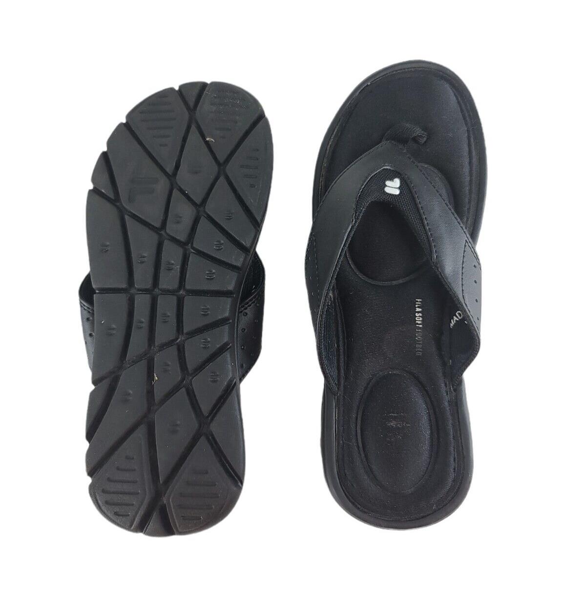 Fila Soft Footbed Womens Thong Sandals Black/Black Size S6