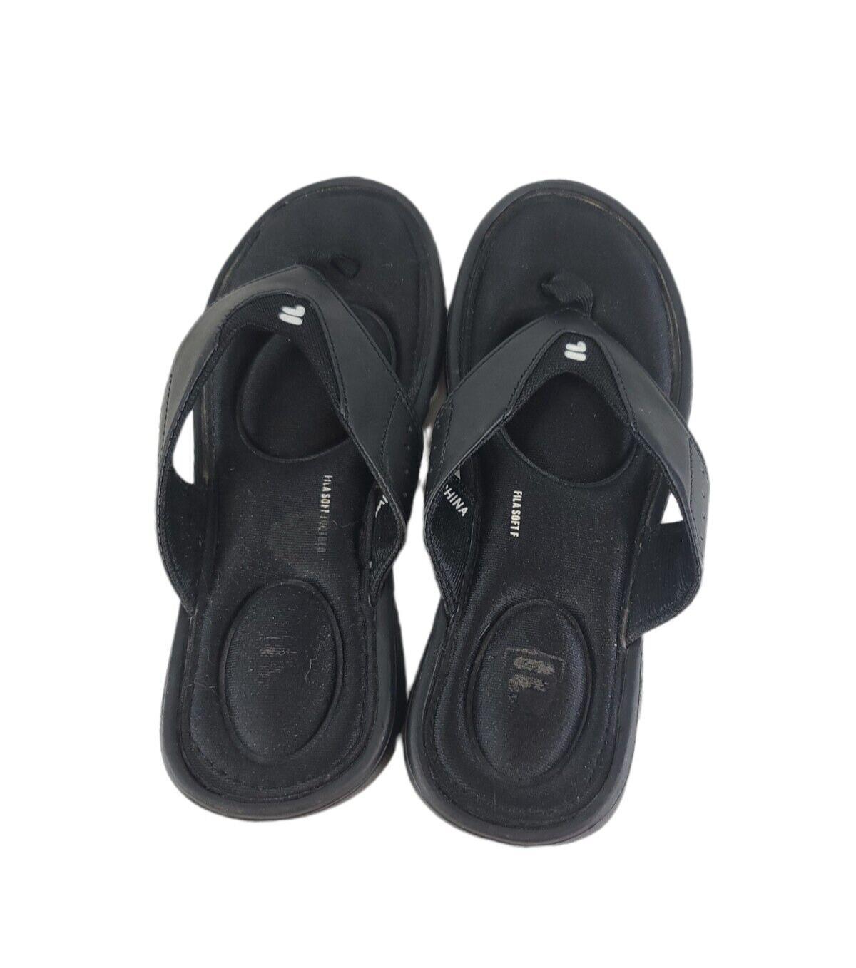 Fila Soft Footbed Womens Thong Sandals Black/Black Size S6