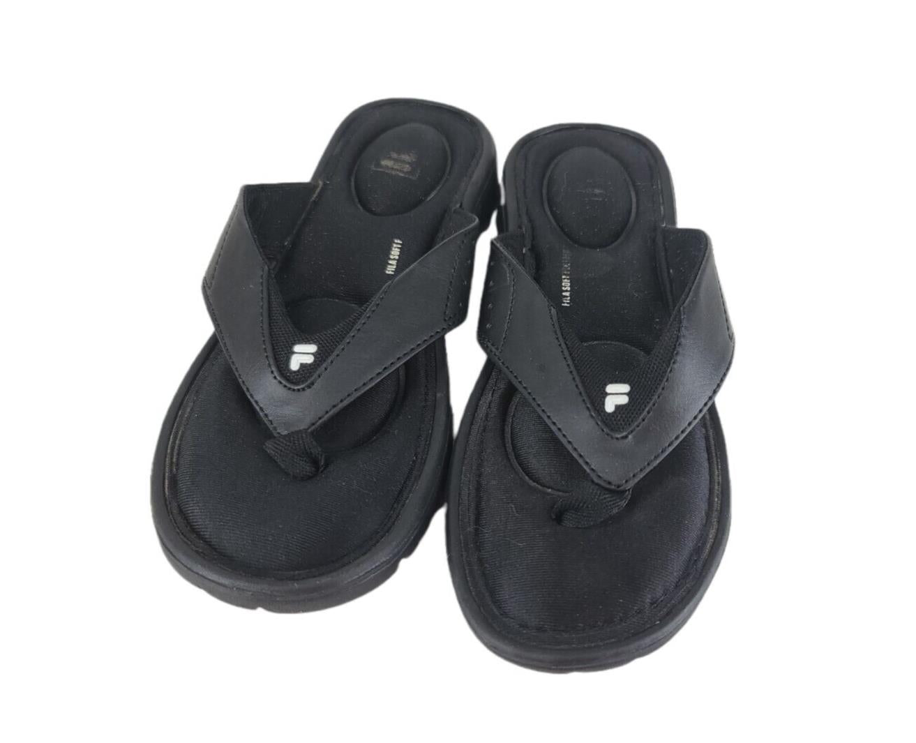 Fila Soft Footbed Womens Thong Sandals Black/Black Size S6