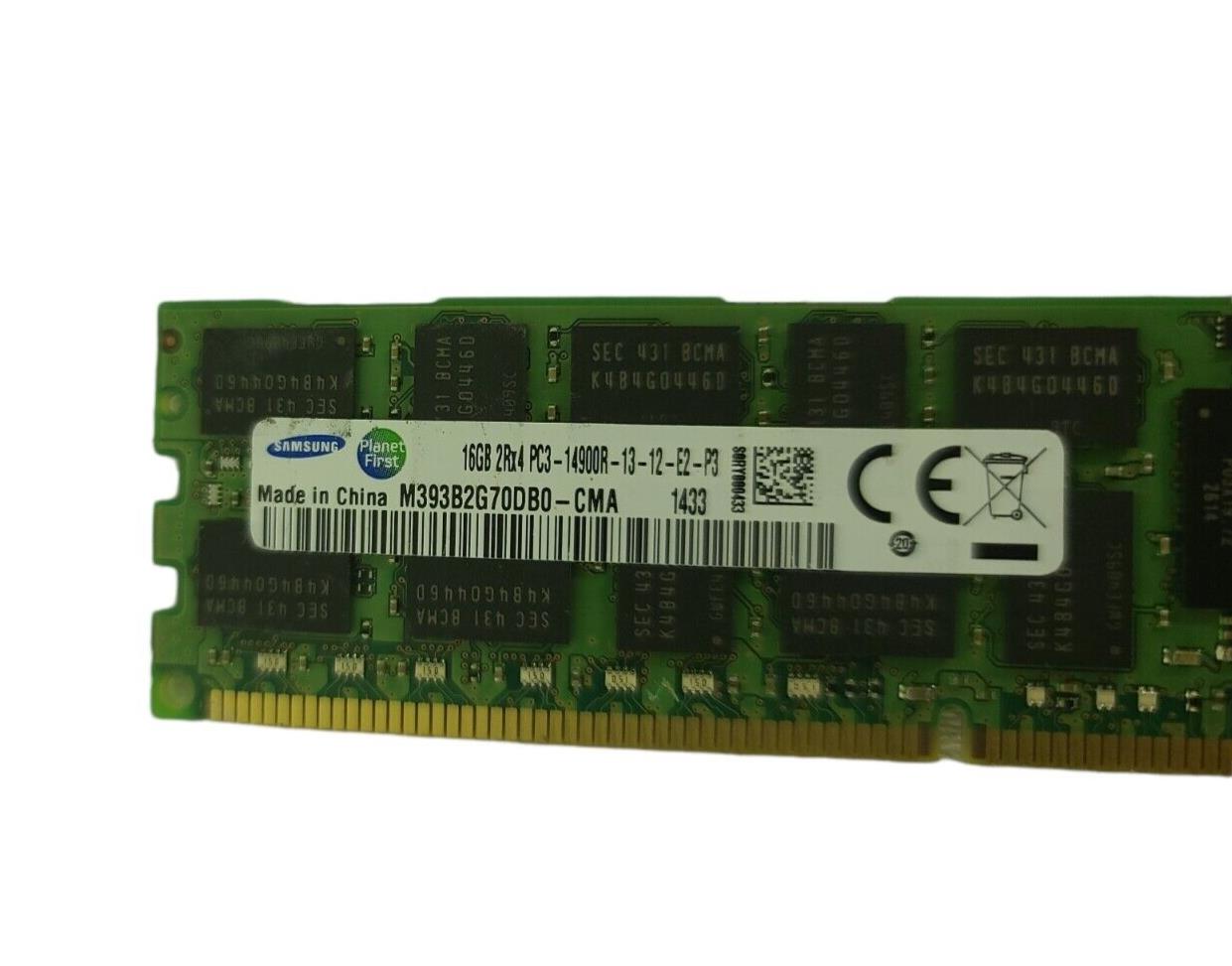 Lot of 6 Samsung 16GB 2Rx4 PC3-14900R Server RAM M393B2G70DB0-CMA (96GB)