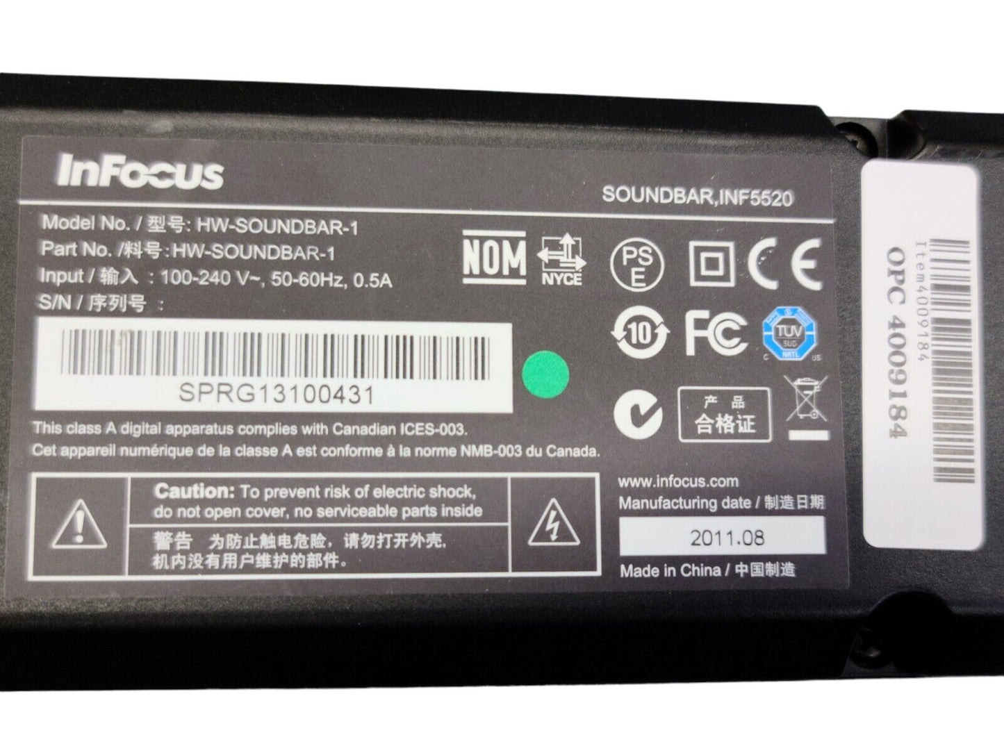 Lot of 2 InFocus Sound Bar for Mondo pad Touchscreen Unit- HW-SOUNDBAR-1
