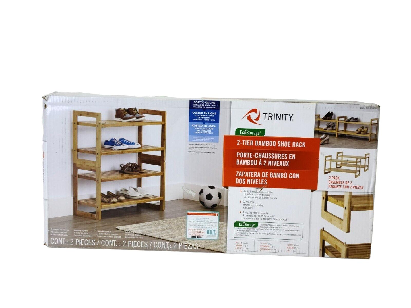 TRINITY Bamboo 2-tier Shoe Rack, 2-pack Bamboo Shelves