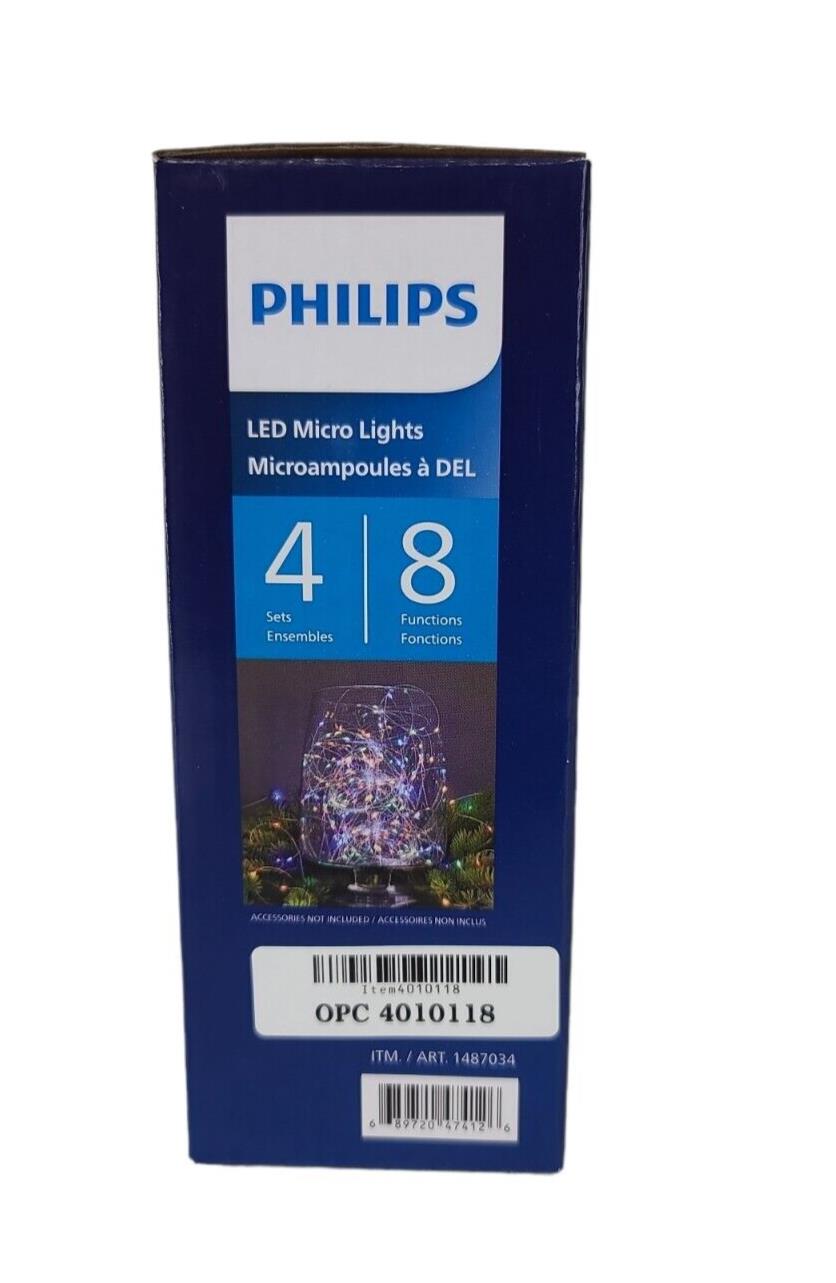 LOT OF 2 Philips LED MicroLights Color Changing Warm White/Mult 8 Funct. 4 Sets