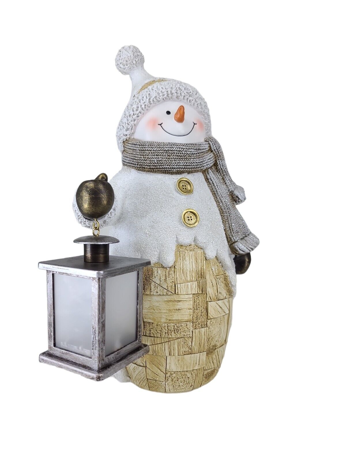 Holiday Snowman with Lantern LED Light Up 17 Inch - NEW