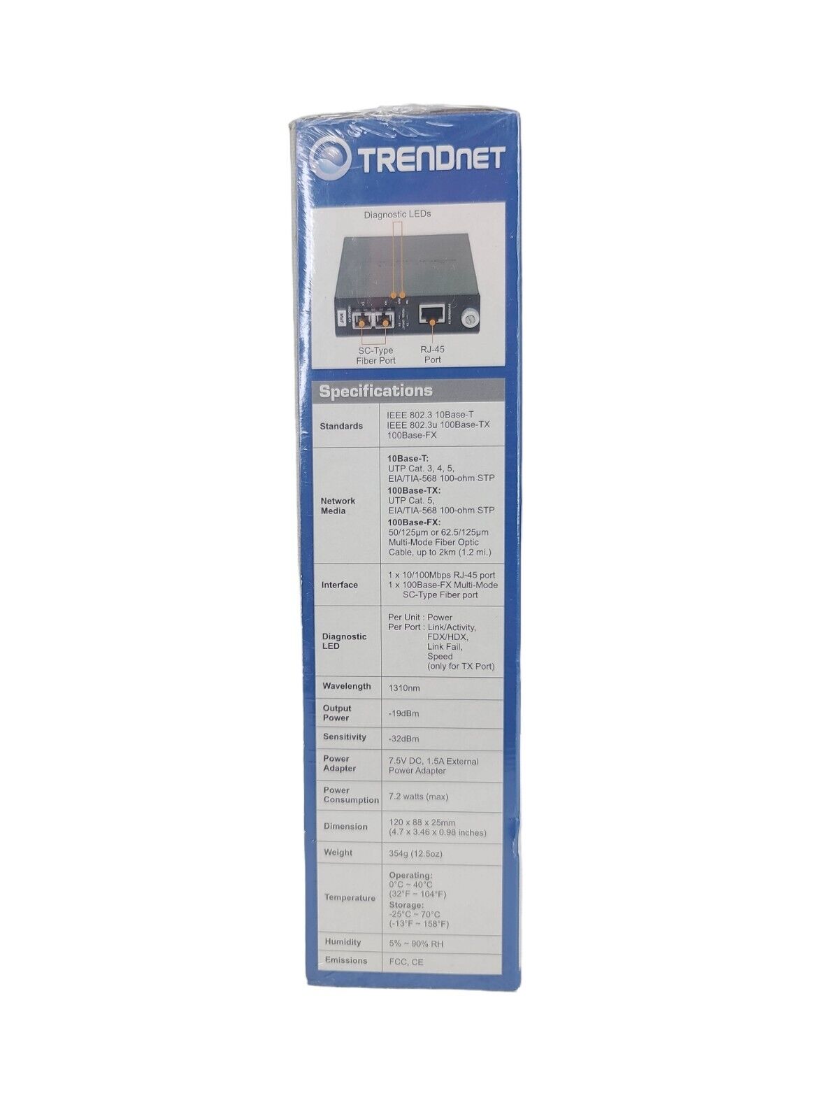 Trendnet 100Base-TX to 100Base-FX Multi Mode SC Fiber Converter