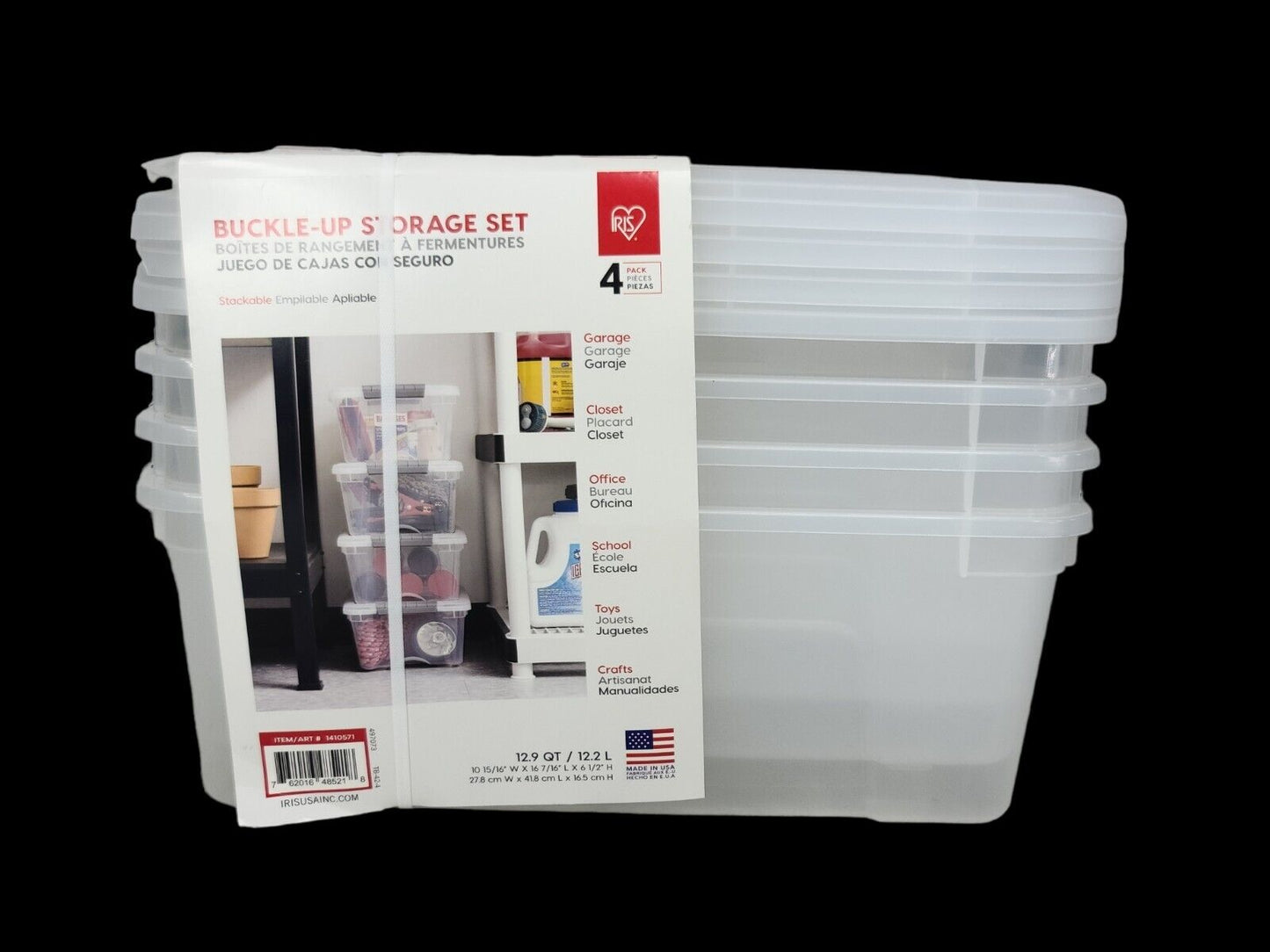 Iris Buckle-Up Storage Set 12.9 Quart 4 Pack -NEW