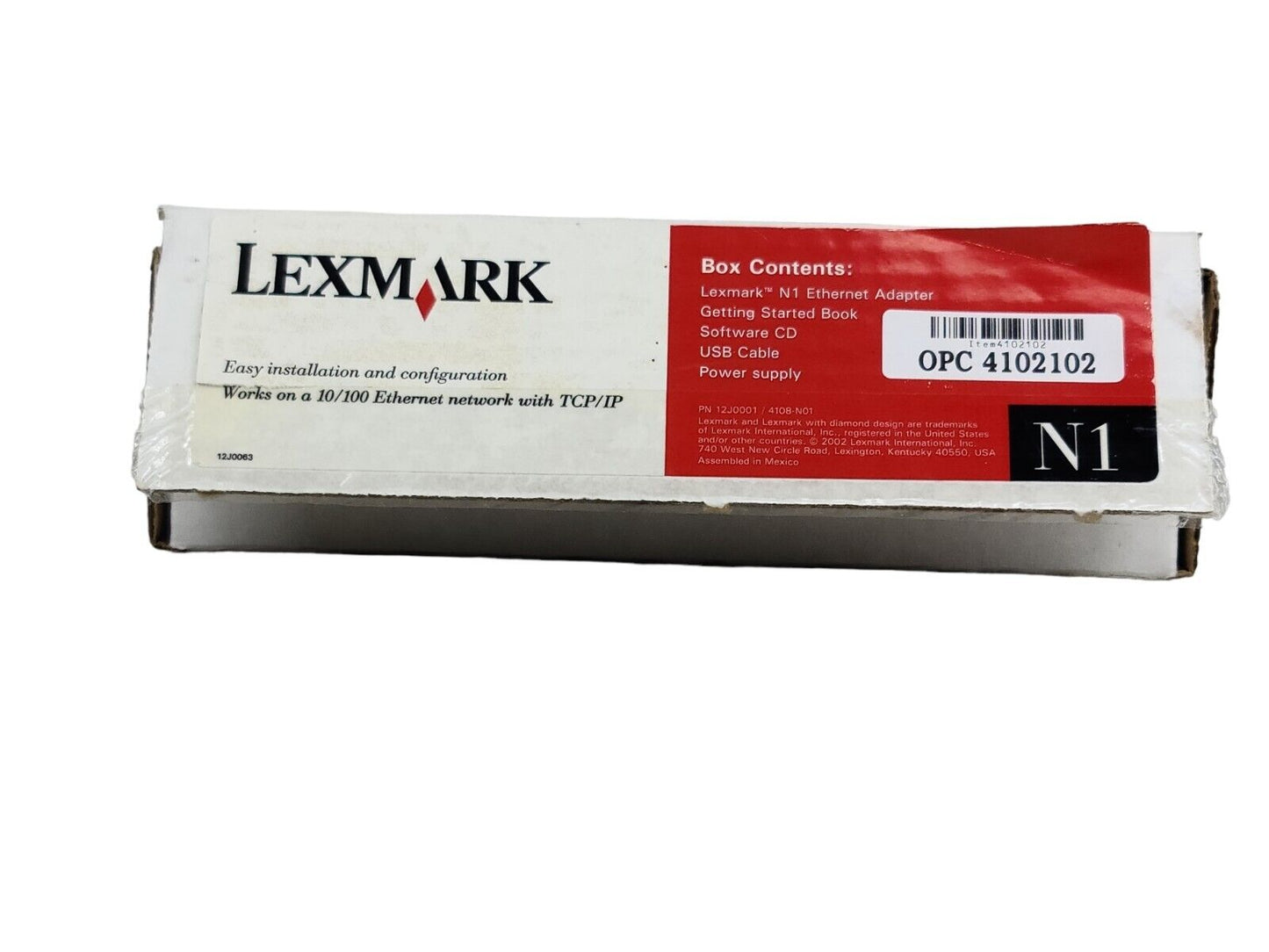 NEW Lexmark N1 Ethernet Adapter MAC 00-20-00-00-0F-43 PN: 12JO201