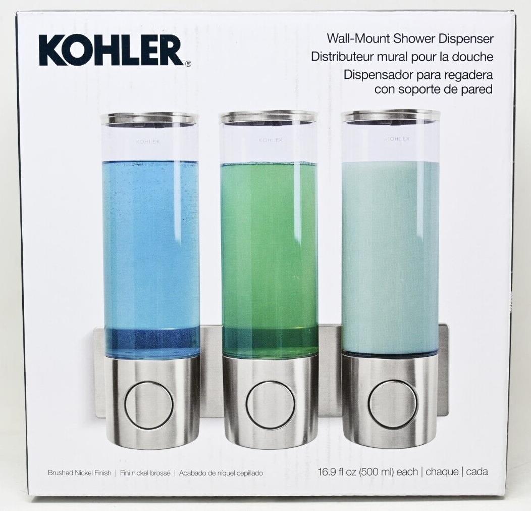 Kohler Wall-Mount 3 Chamber Shower Dispenser Brushed Nickel Finish IN Open Box