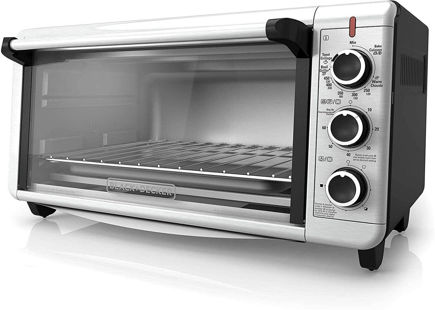 BLACK+DECKER 8 Slice ExtraWide Stainless Steel Countertop Toaster Oven