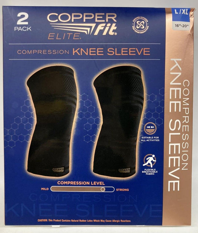 New Copper Fit Elite Knee Compression Sleeve L/XL 2 Pack