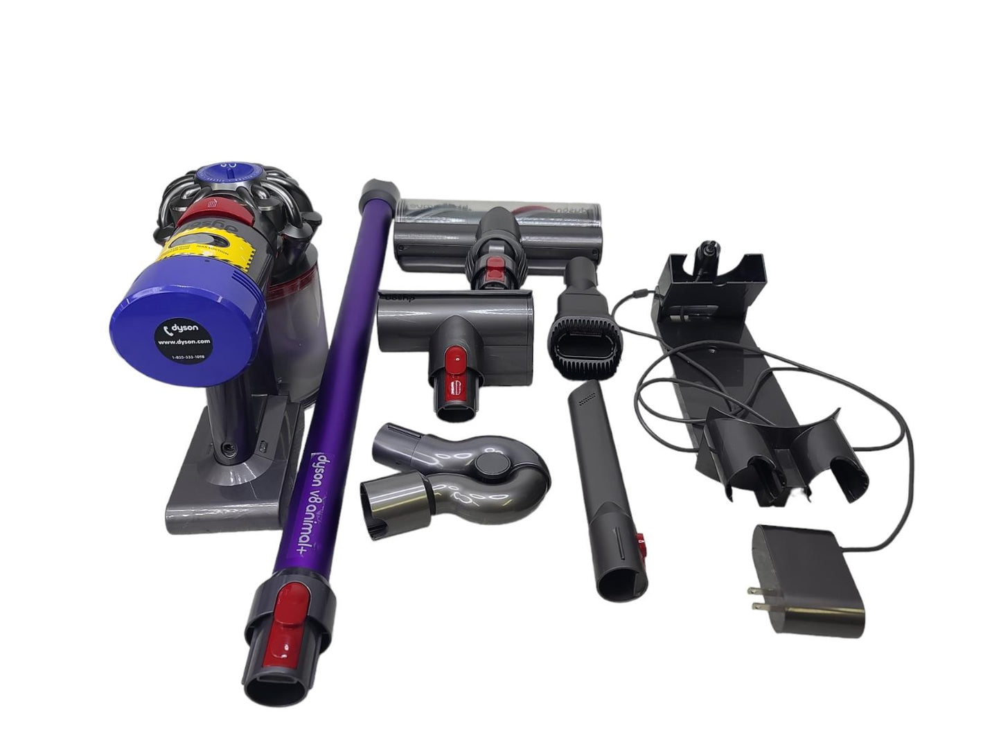 dyson v8 animal plus total clean cordless, comes with all of the parts& charger