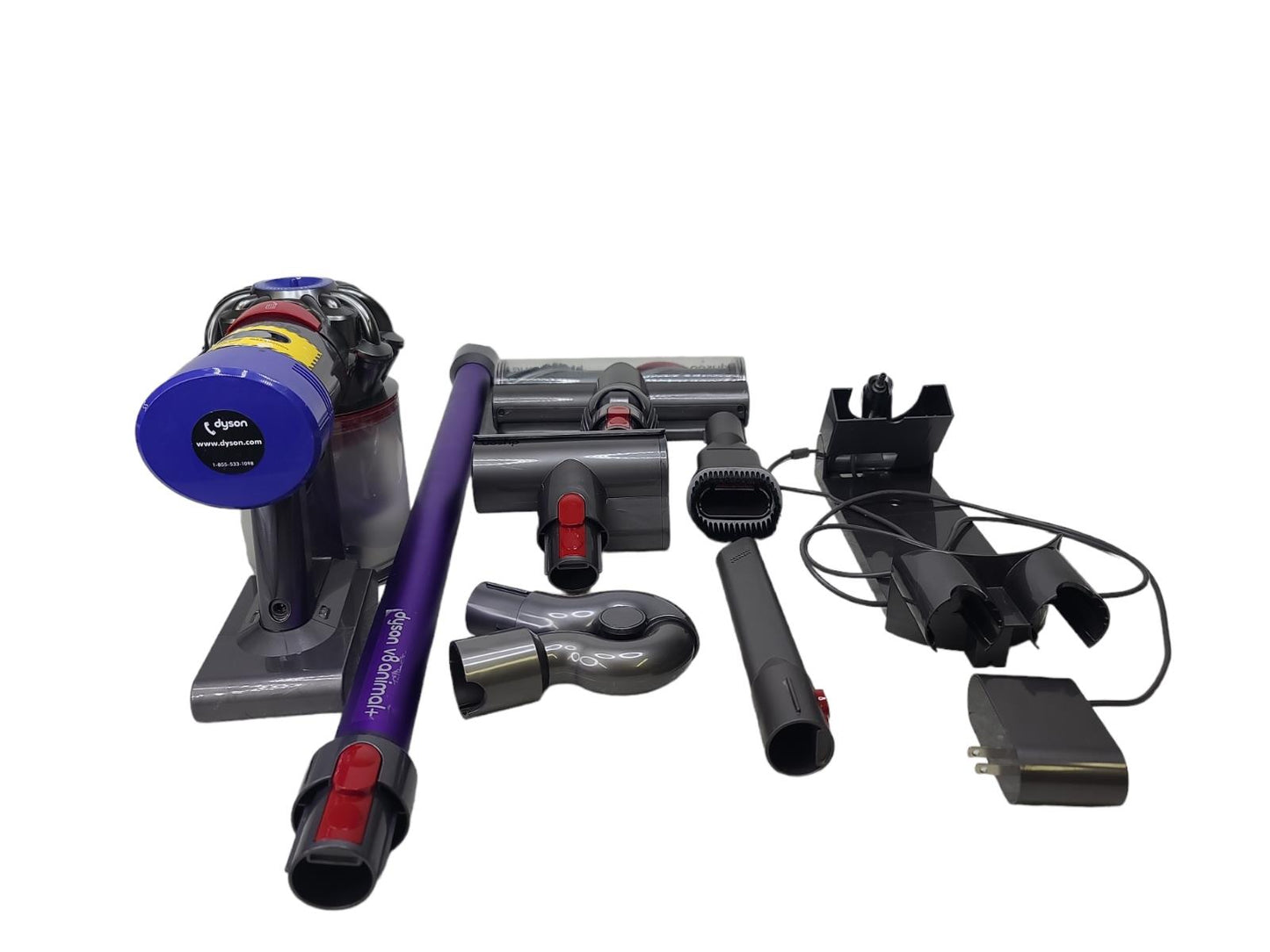 dyson v8 animal plus total clean cordless, comes with all of the parts& charger