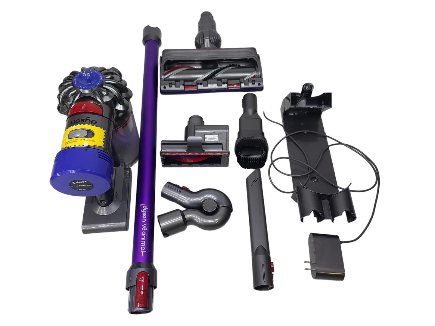 dyson v8 animal plus total clean cordless, comes with all of the parts& charger