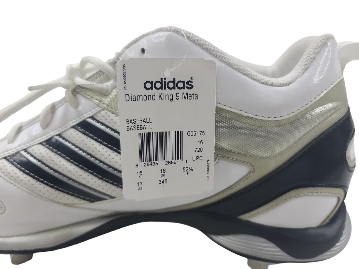 ADIDAS BASEBALL DIAMOND KING 9 META MID MEN SHOES WHITE/BLACK G05175