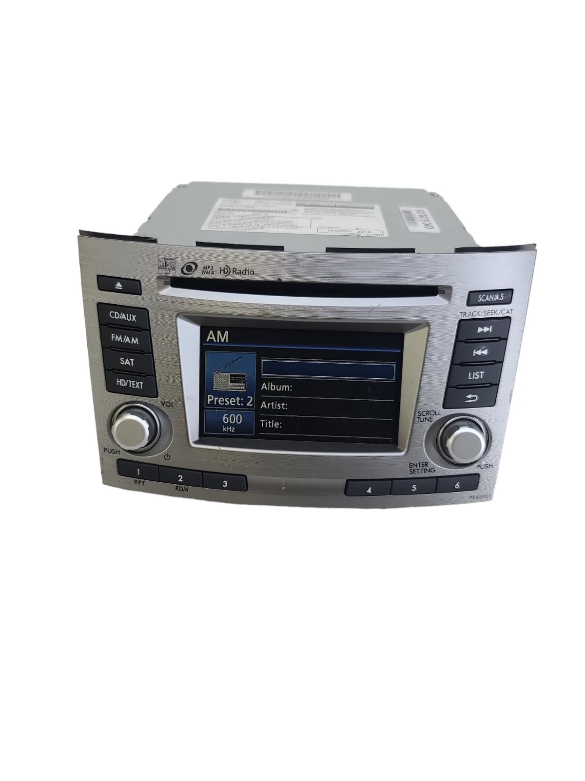 2013-2014 Subaru Legacy Outback Radio HD Satellite AUX Cd Disc Player 86201AJ66A