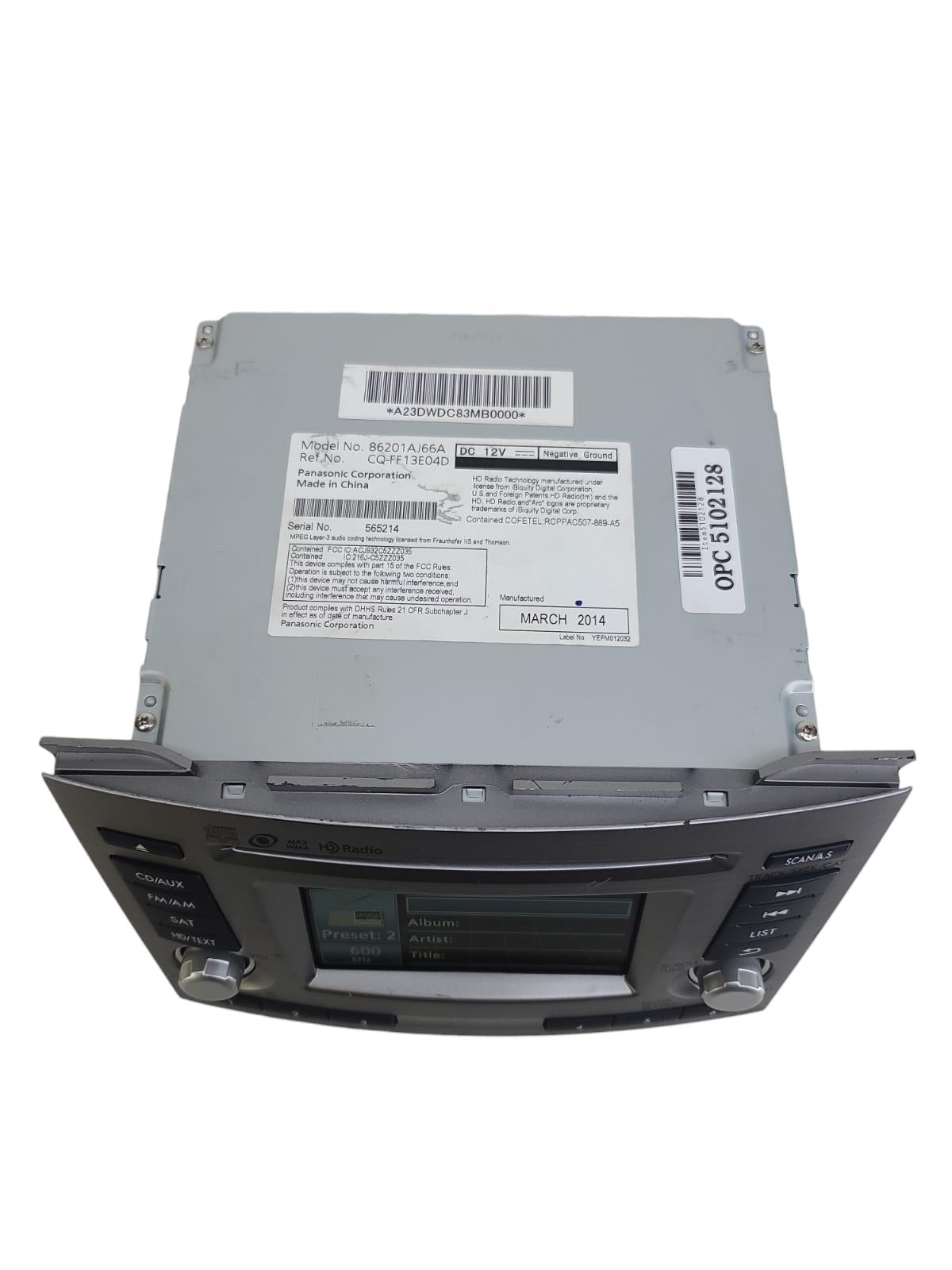 2013-2014 Subaru Legacy Outback Radio HD Satellite AUX Cd Disc Player 86201AJ66A
