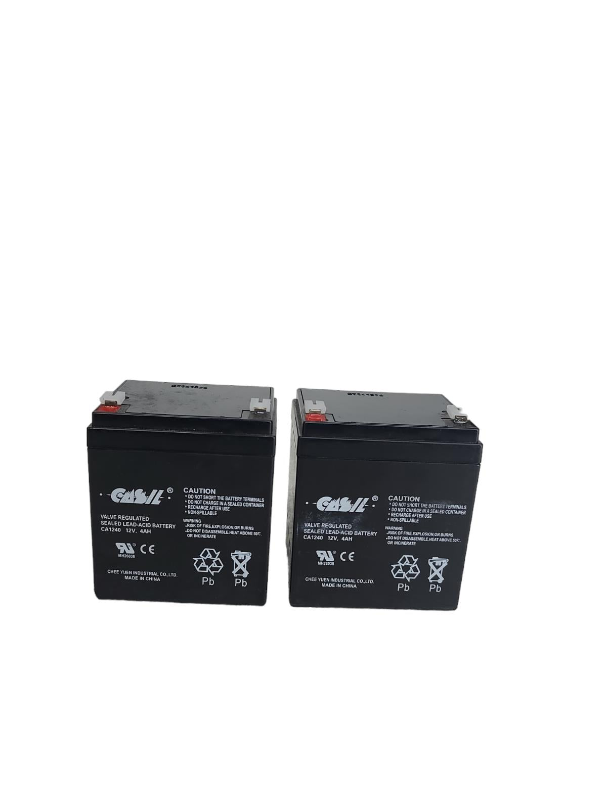 Lot of 2 CASIL CA-1240 12V 4AH Rechargeable Sealed Lead Acid Battery