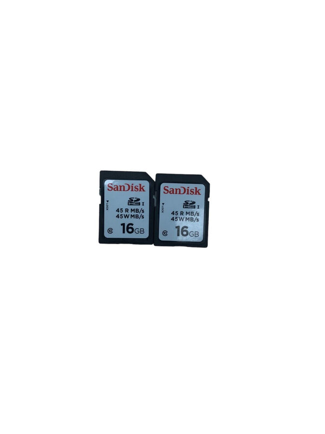 Lot of 2 Sandisk 16GB 45 R MB/s 45 W MB/s