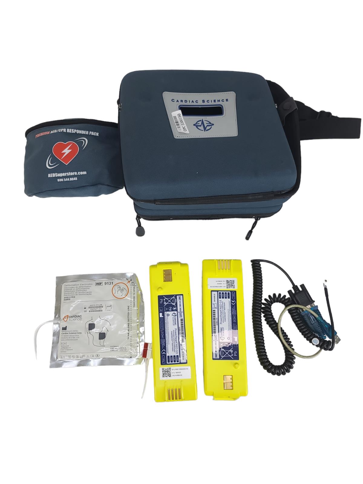 CARDIAC SCIENCE POWERHEART AED G3 two batteries with other accessories